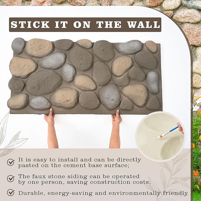 1 Pack PU Faux Stone Panel 47"w x 23.23"h x 2"d Stone Veneer