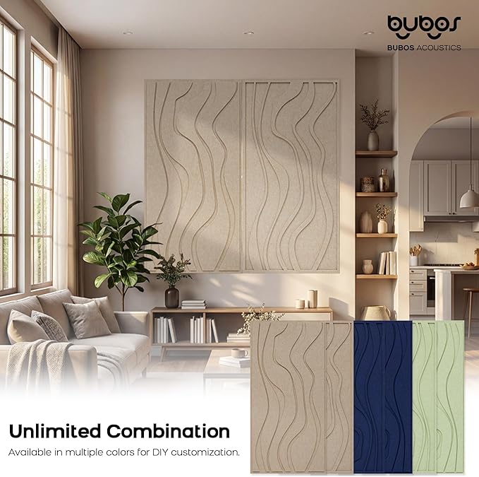 BUBOS 4 Pack Large Acoustic Panels, Total-Size 47.2 x 23.6 Inches Soundproof