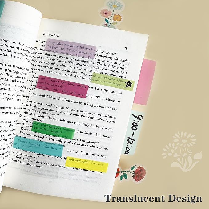ELII 500 PCS Sticky Index Tabs 21 Sets, Colorful Book Tabs Sticky Tabs for Notebooks, Page Tabs for Binders, Page Markers Notebook Tabs