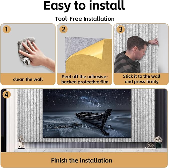 RITOLLO 6 Pack Bilayer Thickened-Sound Proof Wall Panels 47.2"x23.6"x0.72" High