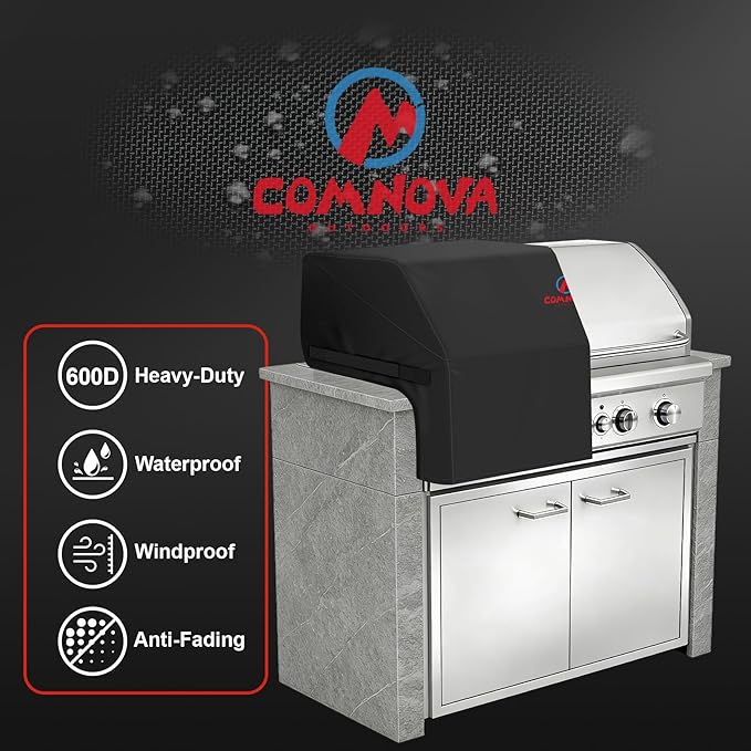 Comnova Built-in Grill Cover 32 Inch - 600D Island BBQ Grill Top Covers Heavy Duty & Waterproof, Premium Built in Barbecue Cover for Char-Broil, Napoleon, Bull, Blaze and More - 32 x 26 x 24 Inch