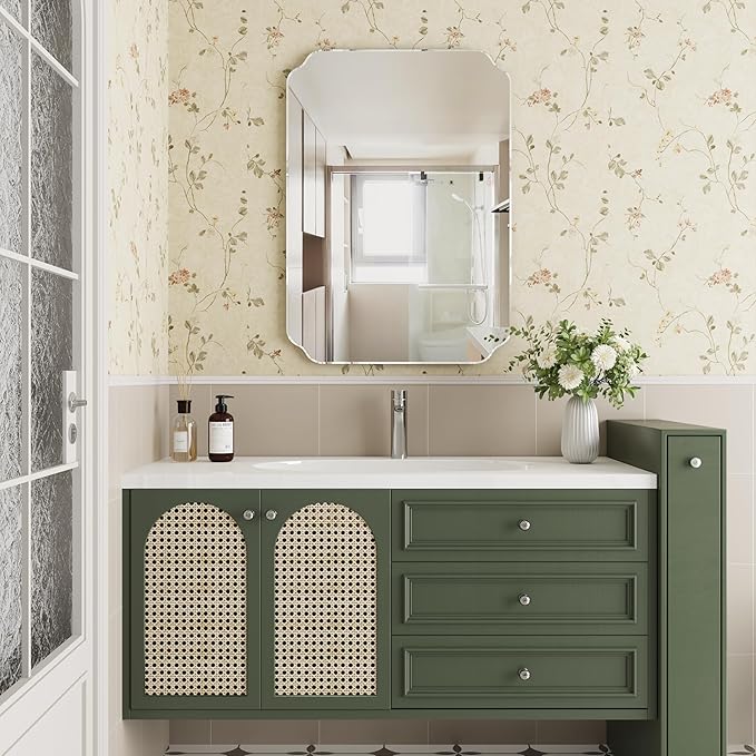 Bathroom Mirrors for Over Sink, Frameless Mirrors for Wall, 24x32 Inch Beveled