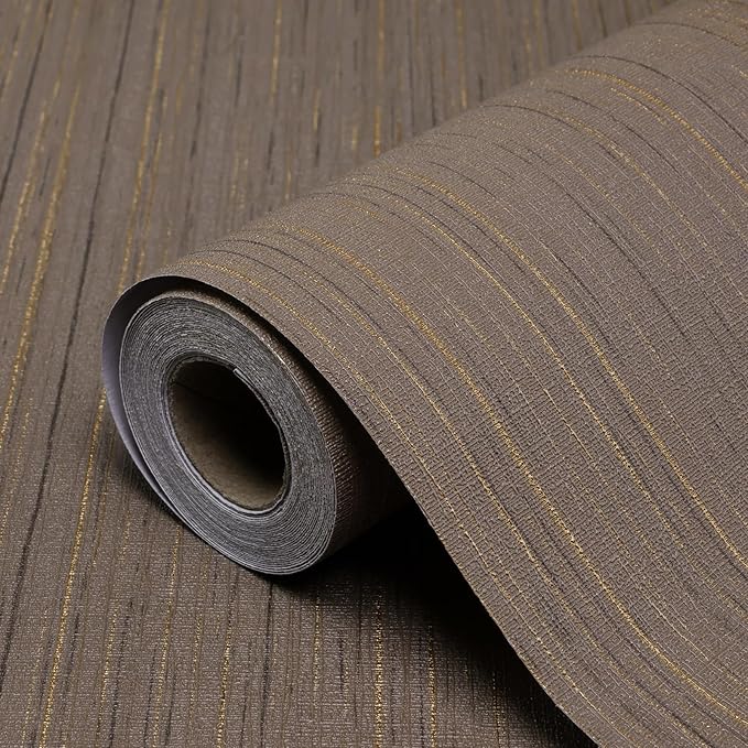 Brown Grasscloth Peel and Stick Wallpaper Texture Contact Paper A Set of 15.7"