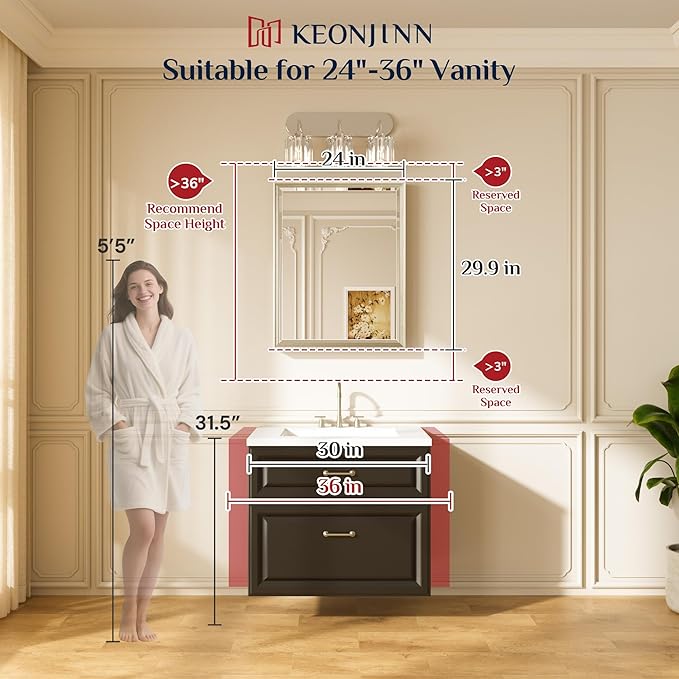 Keonjinn 24" x 30" Brushed Nickel Mirrors