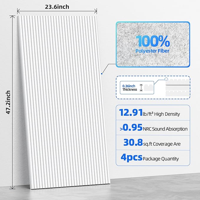 4 Pack Large Acoustic Panels Sound Absorbing