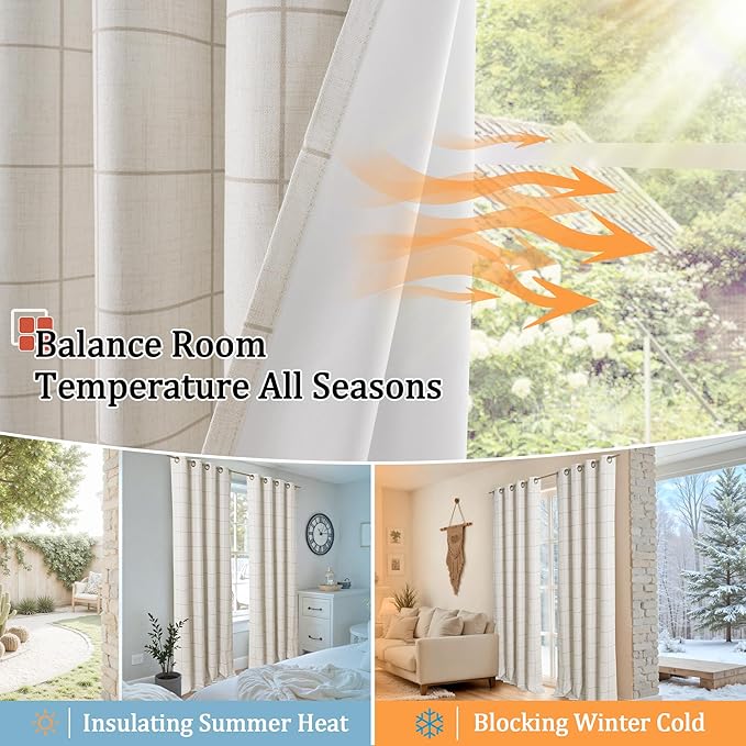 Lajode Plaid Curtains Pattern Printed 90 Inches Long