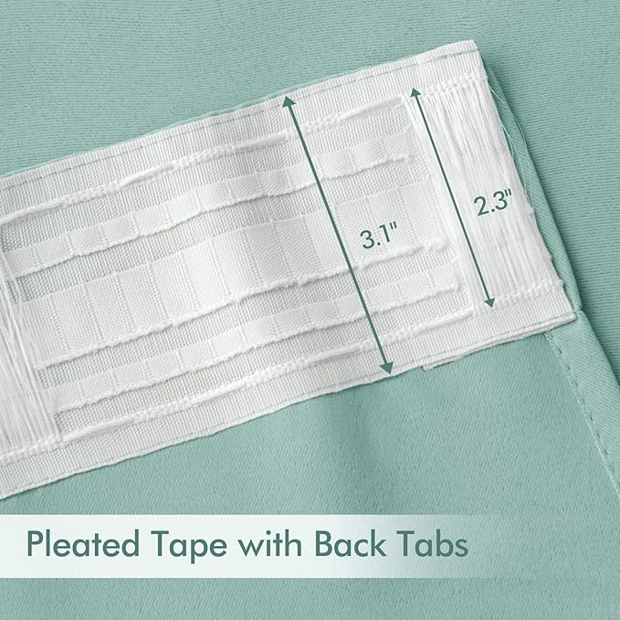 MIULEE Aqua Back Tab Blackout Curtain 96 Inch Long 2 Panels Set