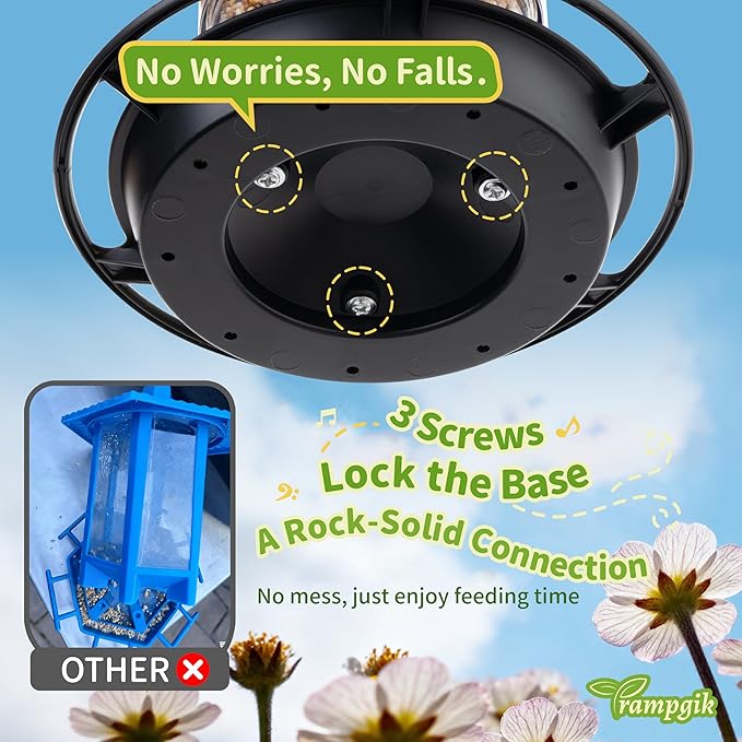 Outdoor Bird Feeder, Retractable Bird Feeder Hanging, Metal Hanger, Rainproof & Leak-Proof, Black, Pack of 1