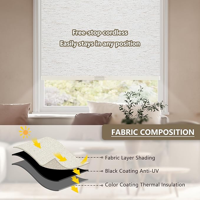 SUNOFF Cordless Blackout Roller Shades Blinds