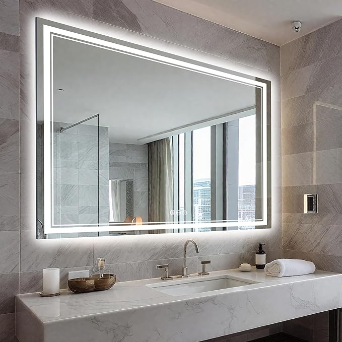 EOGOW LED Bathroom Mirror with Lights, 3 Colors Bathroom Mirror, Wall Mounted