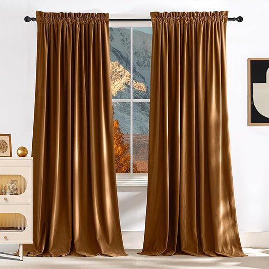 NICETOWN Velvet Curtains 96 inch Long 2 Panels