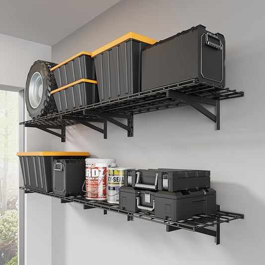 Jusgym 4 Pack Heavy Duty Garage Wall Shelving Set, Wall Mounted Garage Shelves