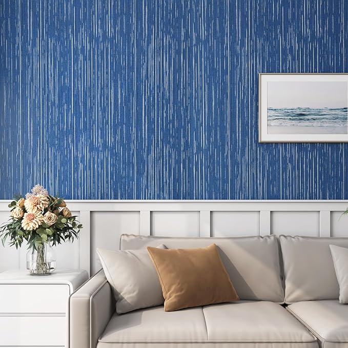 Livelynine 15.8x394 Navy Blue Peel and Stick Wallpaper Dark Indigo Textured