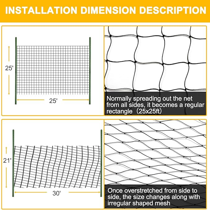 BSTPCOO Chicken Netting 25'x25' with 1" Mesh Nylon Bird Netting for Chicken Coop, Heavy Duty Poultry Net Bird Net for Garden Deer Fence for Fruit Tree