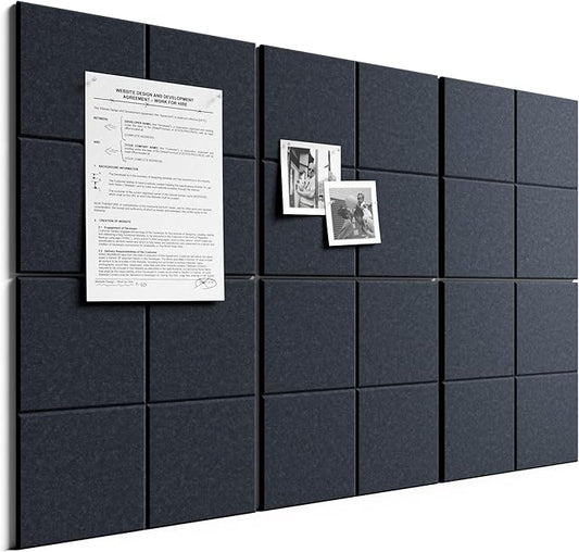 Bumusty Large Felt Bulletin Board, 30 Push Pins, 40 Adhesive Tabs, Deep