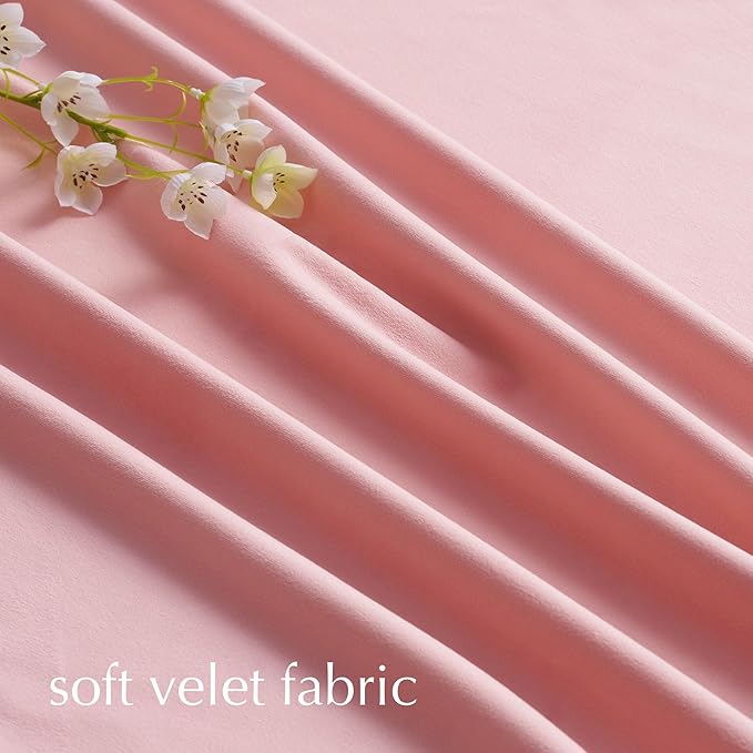 NICETOWN Blush Pink Velvet Curtains 84" Long