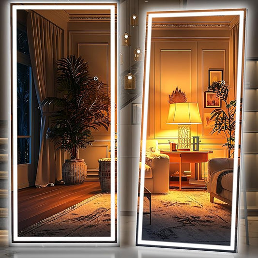 Hasipu Full Length Mirror with Lights, Full Body Dressing Hanging Mounted Mirror