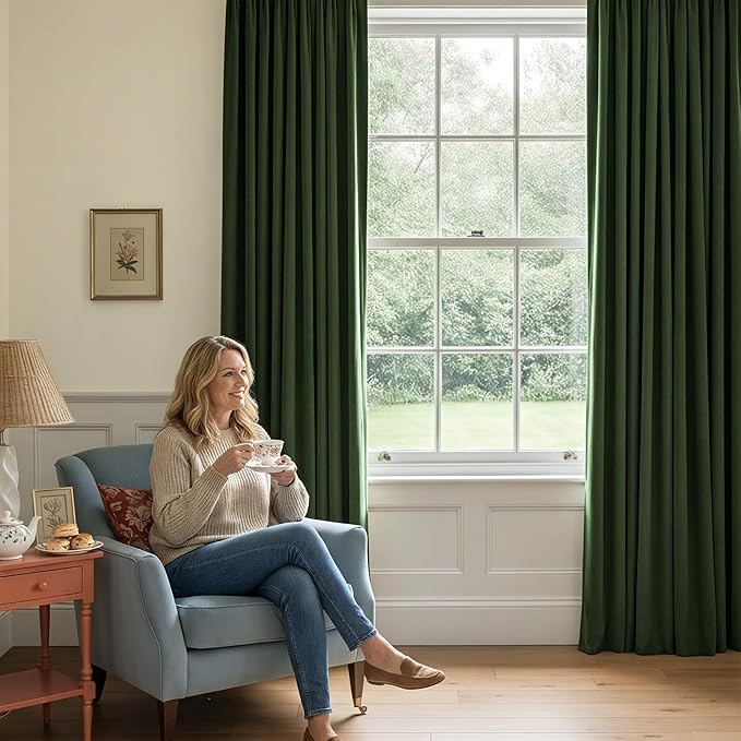 NICETOWN Dark Green Blackout Velvet Curtains