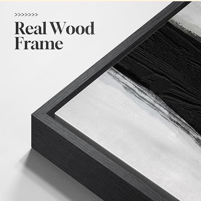 Large Framed Black and White Abstract Wall Art