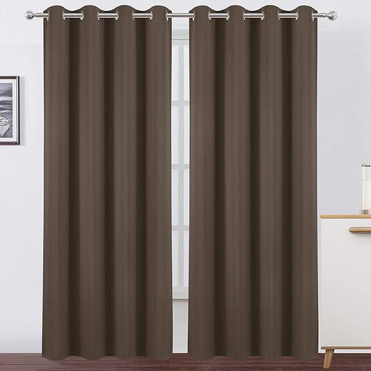 LEMOMO Chocolate Brown Thermal Blackout Curtains/52 x 84 Inch/Set of 2 Panels