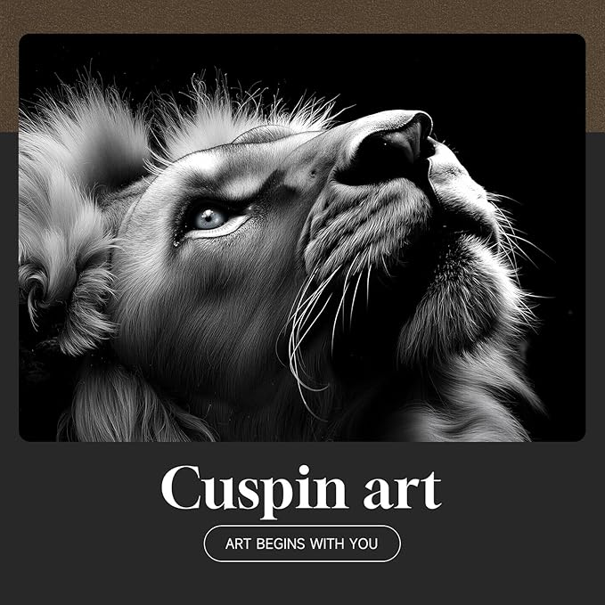 Framed Black and Gray Modern Wall Art, Contemporary Animal Portrait Prints