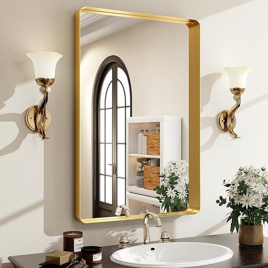 Easly 36 x 24 Inch Gold Bathroom Mirror