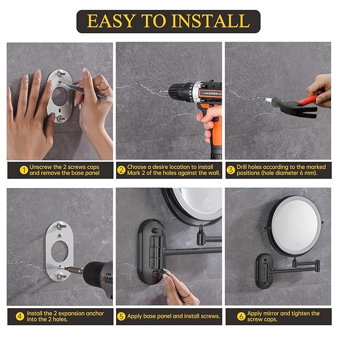 FUNTOUCH 20X/3X Rechargeable Wall Mounted Makeup Vanity Mirror