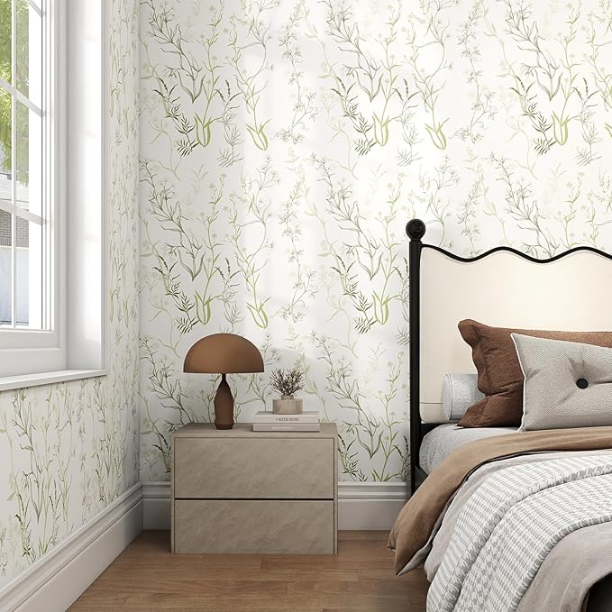 Timeet Floral Peel and Stick Wallpaper Botanical Wildflower Self Adhesive Wall