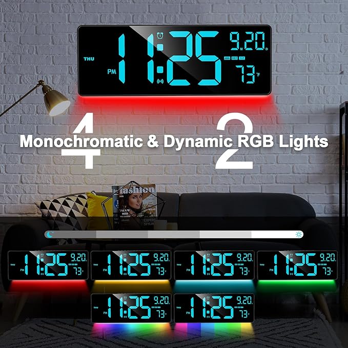 XREXS 16.3" Bluetooth Large Digital Wall Clock