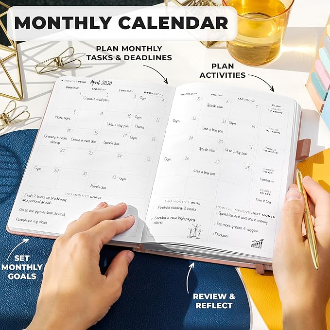 Clever Fox Planner Premium Edition – Undated Luxurious Weekly & Monthly Planner to Increase Productivity and Hit Your Goals – Organizer – Start Anytime, A5, Lasts 1 Year, Rose Gold (Weekly)