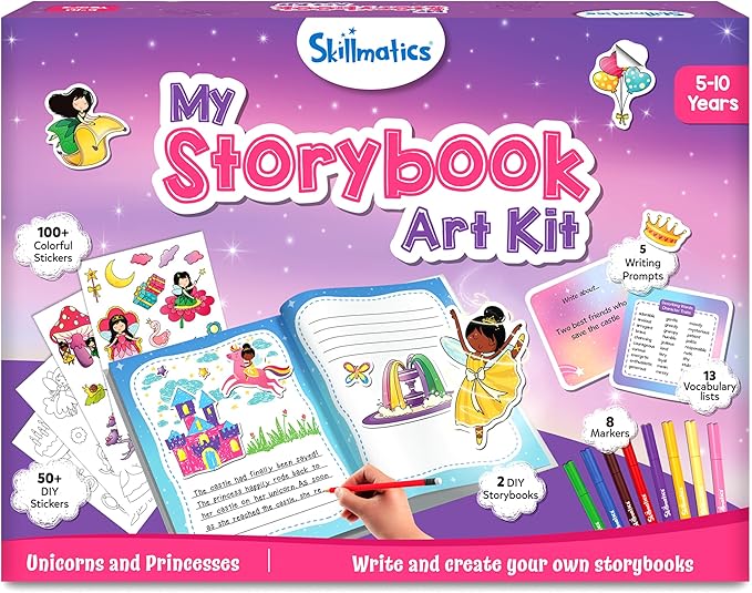 Skillmatics Storybook Art Kit - Create Fairytale Stories, DIY Craft & Writing Kit with 300+ Stickers, Scrapbooking & Journal Activity, Gifts for Kids Ages 5, 6, 7, 8, 9, 10