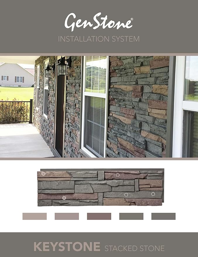 GenStone Faux Stacked Stone Panel 41" x 11.25" in Keystone Color