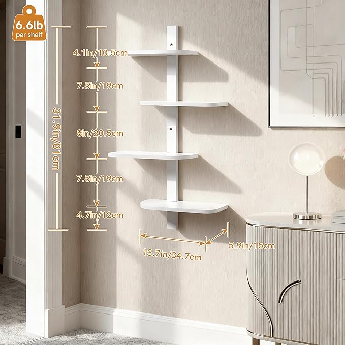 Afuly White Floating Shelves for Wall Display Shelf Unit Modern Decorative