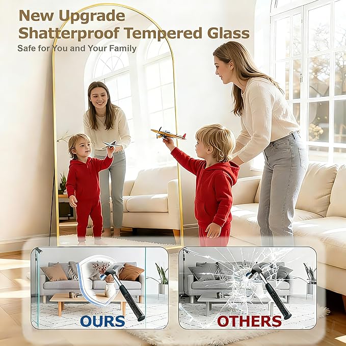 DMWOODFL 71"x26" Arched Full-Length Mirror