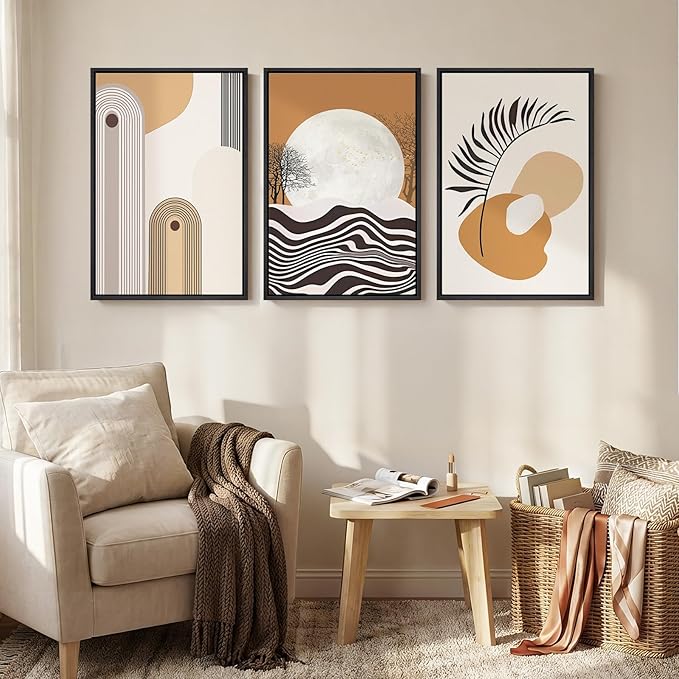 Framed Boho Mid Century Modern Wall Art