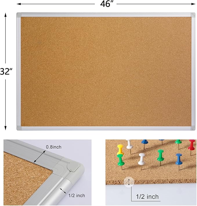 Large Cork Board Bulletin Board 48 x 36, Office Board