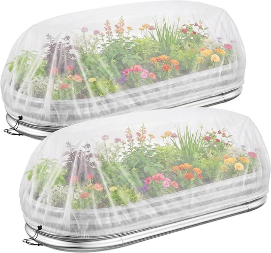 DECOHS 2 Pcs Garden Raised Bed Plant Shade Cloth, Non-Woven Raised Bed Sunshade Cover with Drawstring, White Fabric Pest Barrier Screen for 4Ã2 FT Garden Beds Vegetable Flower Protection