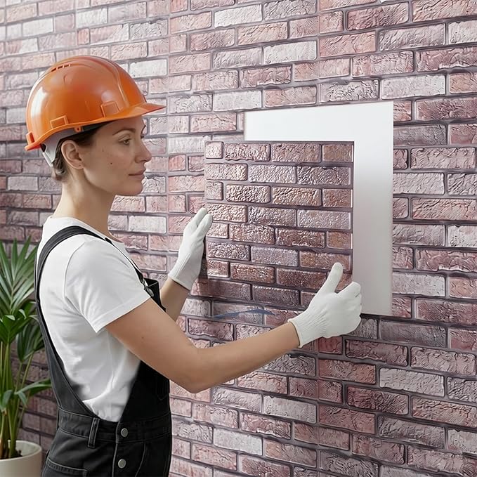 12PCS 3D Wall Panels Peel and Stick Foam Faux Brick Wall Panels, Self-Adhesive