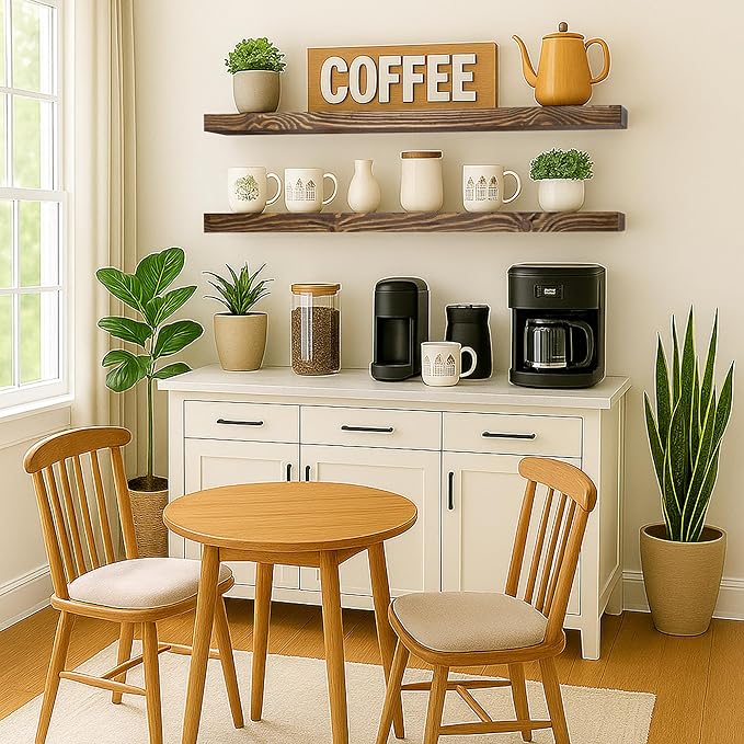 Floating Shelves 48 inch Long 8 "deep Set of 2, Heavy Duty Wood Wall Mounted