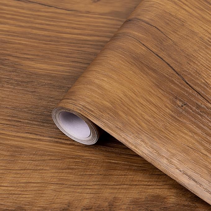 practicalWs 17.7in x 393.7in Wood Contact Paper Brown Wood Peel and Stick