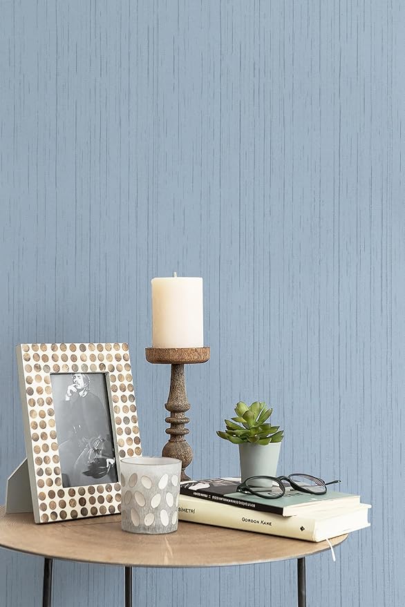 Dviolet Blue Grasscloth Textured Fabric Contact Paper Peel and Stick Boho