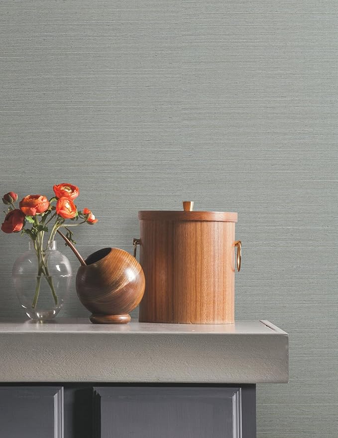 York Wallcoverings Natural Sisal Slate Peel and Stick Grasscloth Wallpaper