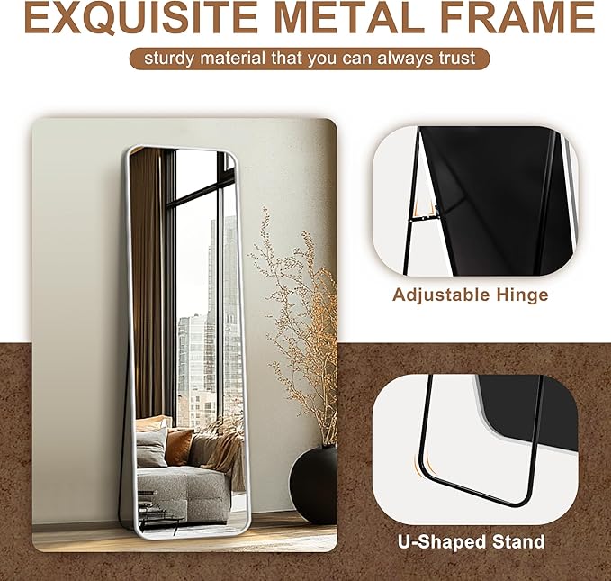 Delma Full Length Mirror, Wall Mounted, Freestanding or Leaning, Rounded