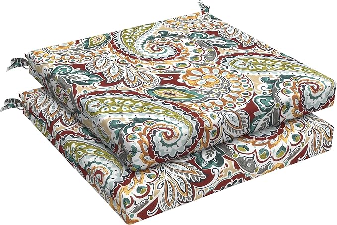 LVTXIII Outdoor Seat Cushions Set of 2 Square Chair Cushions with Ties, Patio Chair Pads for Home Office and Patio Garden Furniture Decoration 19"x19"x2", â