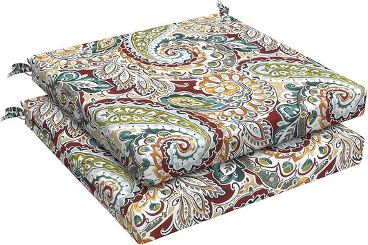 LVTXIII Outdoor Seat Cushions Set of 2 Square Chair Cushions with Ties, Patio Chair Pads for Home Office and Patio Garden Furniture Decoration 19"x19"x2", â