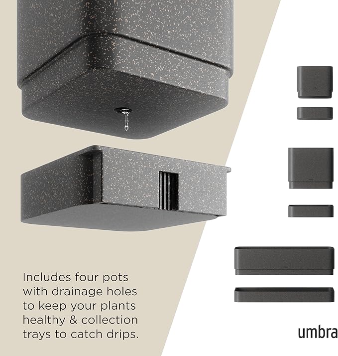 Umbra Cubiko Wall Planter with 4 Lightweight and Durable Pots