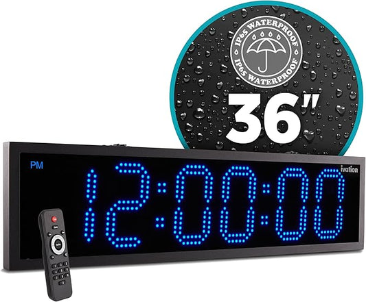 Ivation Oversized 36" Outdoor Waterproof Digital Clock, Auto Time Sync