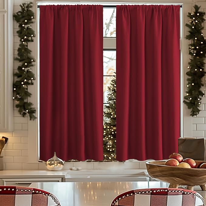 NICETOWN Christmas Burgundy Blackout Curtains and Drapes