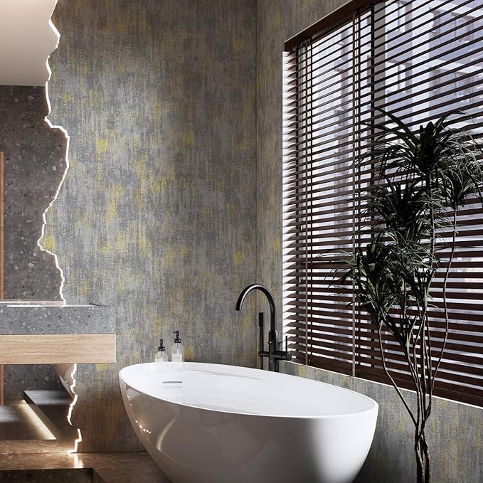 JiffDiff Vintage Metallic Peel and Stick Wallpaper Self Adhesive Industrial
