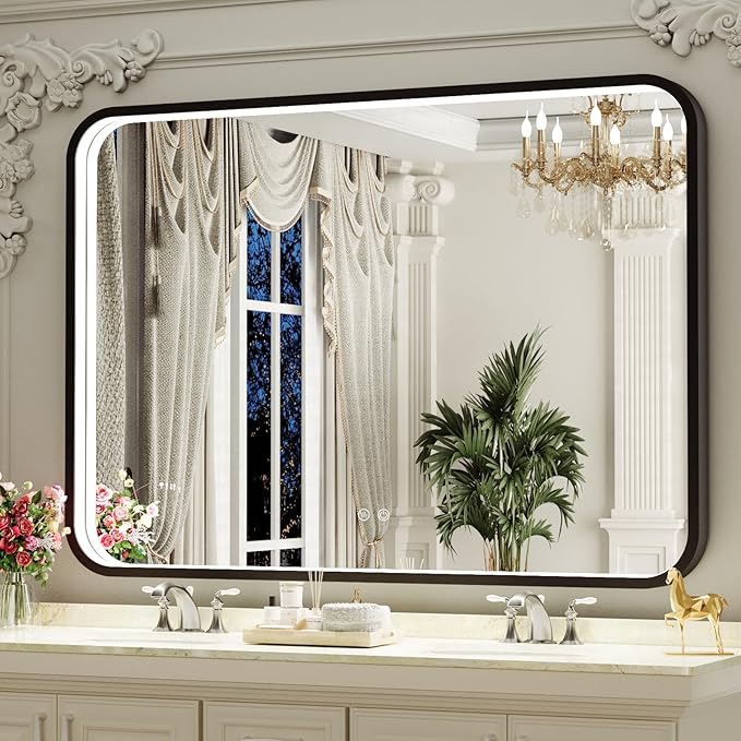 40X30 Inch Black Bathroom Mirror